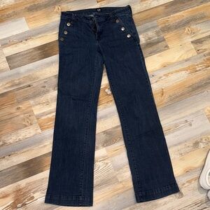 GAP Women's Navy Flare Jeans with Metal Buttons
